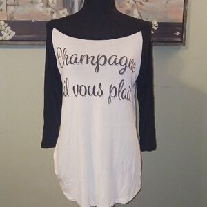 Champagne S'il Vous Plaît Black & White Long Sleeve Tee